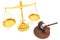 Justice gold scale and wooden gavel