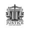 Justice icon with scales, court building columns