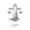 Justice, islam, weighing, balance concept. Hand drawn isolated vector.