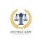 justice law badge logo design template. emblem of attorney logo vector design. scales and pillar vector illustration