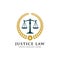 Justice law badge logo design template with scales vector illustration