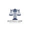 justice law logo design template. attorney logo vector design. scales and pillar of justice vector