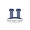 Justice law logo design template. pillars logo design in dark blue color