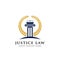 Justice law logo design template stock with pillar and stars symbol.