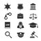 Justice, law, police vector icons