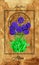 Justice. Major Arcana tarot card with Allium and magic seal