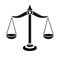 Justice scales black and white icon. Weight balance symbol silhouette.