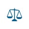 Justice Scales Blue Icon On White Background. Blue Flat Style Vector Illustration