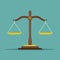 Justice scales icon. Law balance symbol. Libra in flat design. Vector illustration.