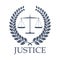 Justice scales and law vector laurel wreath icon