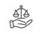 Justice scales line icon. Judgement scale sign. Vector