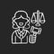 Justice sector chalk white icon on black background