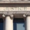 Justice sign Courthouse Building front exterior square format