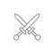 Justice swords outline icon. Elements of Law illustration line icon. Signs, symbols and s can be used for web, logo, mobile