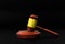 Justice Symbol Gavel and law sign in 3D Rendered on Dark Black Background. Modern Justice and court concept