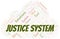 Justice System typography vector word cloud.