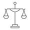 Justice thin line icon, court and law, scale sign, vector graphics, a linear pattern on a white background.