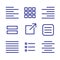 Justified type icon set - left justified, right justified, full