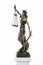 justitia figure on socket, isolated n white.