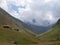 Juta - Kazbegi georgian mountains in cloudy foggy da