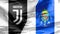 Juventus vs Porto waving flag with their logos.
