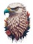 The juxtaposition of the powerful eagle head and the gentle colorful flowers creates a visual harmony that symbolizes the