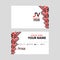 The JV logo on the red black business card with a modern design is horizontal and clean. and transparent decoration on the edges.