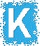 K alphabet letter with small blue vector cubes