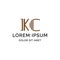 K and C letter with icon of home line art shaped logo template design