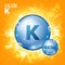 K Kalium Vector. Mineral Blue Pill Icon. Vitamin Capsule Pill Icon. Substance For Beauty, Cosmetic, Heath Promo Ads