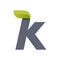K letter eco logo with green leaf