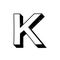 K letter hand-drawn symbol. Vector illustration of a big English letter K. Hand-drawn black and white Roman alphabet letter K