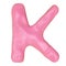 K letter logo design from plasticine isolated on white background. pink K clay toy icon template elements concept, 3d illustration