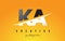 KA K A Letter Modern Logo Design with Yellow Background and Swoosh.