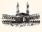 Kaaba holy symbolic building in islam vector sketch drawing pilgrimage hajj