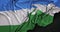Kabardino-Balkaria Flag Wrinkled On Dark Background 3D Render