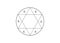 Kabbalistic tetragram, star of Solomon with number of the devil, hexagram. Sign was used by Masons, Theosophists, Spiritists. SIGN
