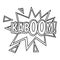 Kaboom, comic book explosion icon, outline style