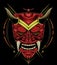 Kabuki illustration.  red devil face illustration.  head of red demon. japanese mask