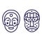 Kabuki Theater Masks Icons in Line Art