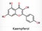 Kaempferol. C15H10O6 molecule. It is antioxidant, natural flavonol, type of flavonoid. Skeletal chemical formula