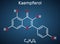 Kaempferol. C15H10O6 molecule. It is antioxidant, natural flavonol, type of flavonoid. Structural chemical formula on the dark