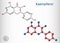 Kaempferol. C15H10O6 molecule. It is antioxidant, natural flavonol, type of flavonoid. Structural chemical formula and molecule