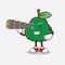 Kaffir Lime cartoon mascot character using a monocular