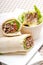 Kafta shawarma chicken pita wrap roll sandwich