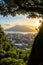 Kagoshima city downtown skyline cityscape  with Sakurajima Volcano in Kyushu, Japan