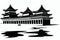 Kaifeng Chengguanzhen, Henan, China. Black & White City Logo. Generative AI.