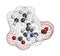 Kainic acid molecule. Direct agonist of the glutamic kainate receptors. 3D rendering. Atoms are represented as spheres with