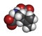 Kainic acid molecule. Direct agonist of the glutamic kainate receptors. 3D rendering. Atoms are represented as spheres with