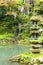 Kaiseki Pagoda and Emerald Waterfall inside Kenrokuen Garden